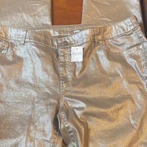 Chico's Metallic Silver Jeans Pants NWT Size 3 16
